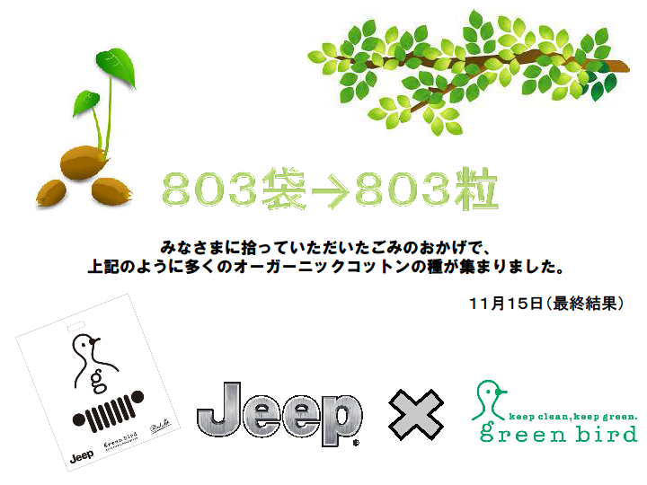 Jeep × green bird 「All Japan Clean up in October」画像
